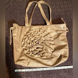 Chateau beige leather rose tote bag